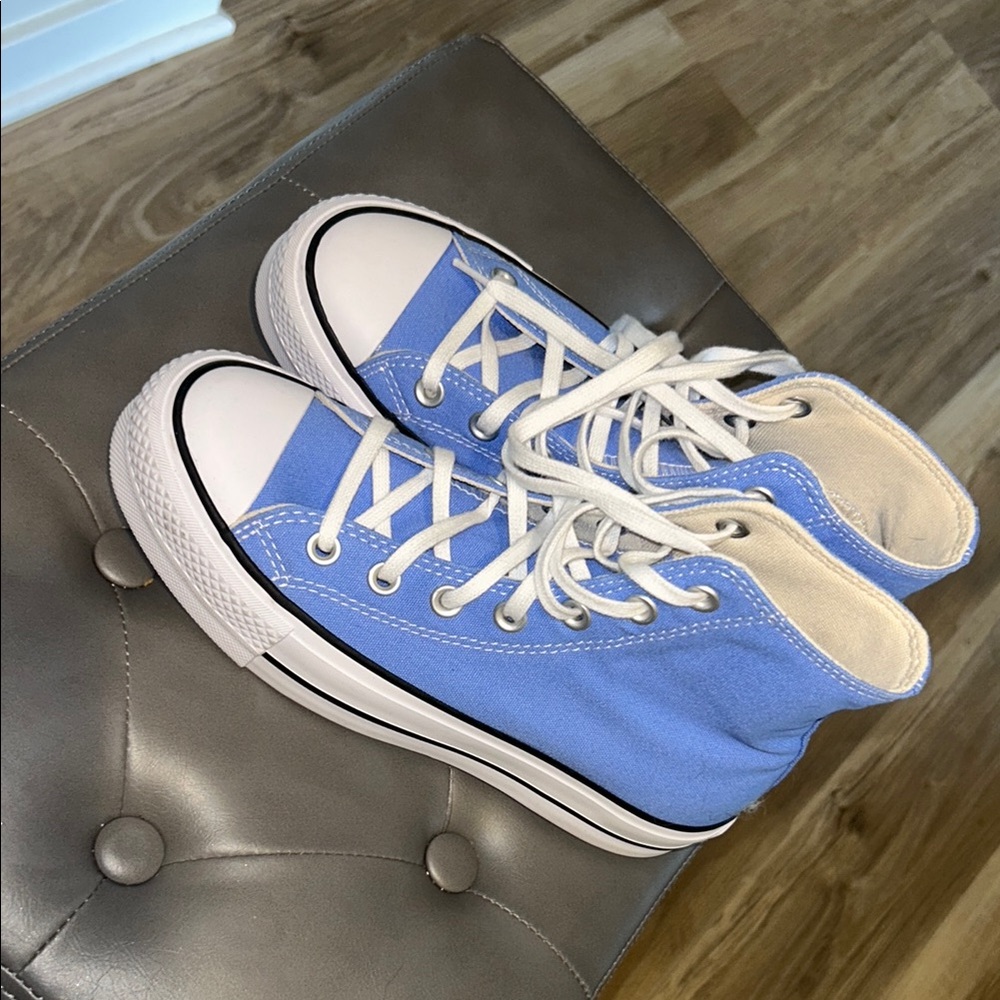 Converse Blue and White High-Top Sneakers